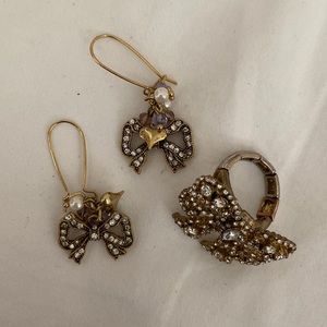 Matching Betsey Johnson Bow Ring and Earrings